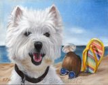 painting, print, dog, art, Westie