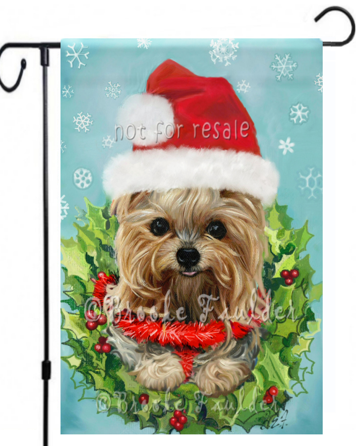 Yorkie painting garden flag
