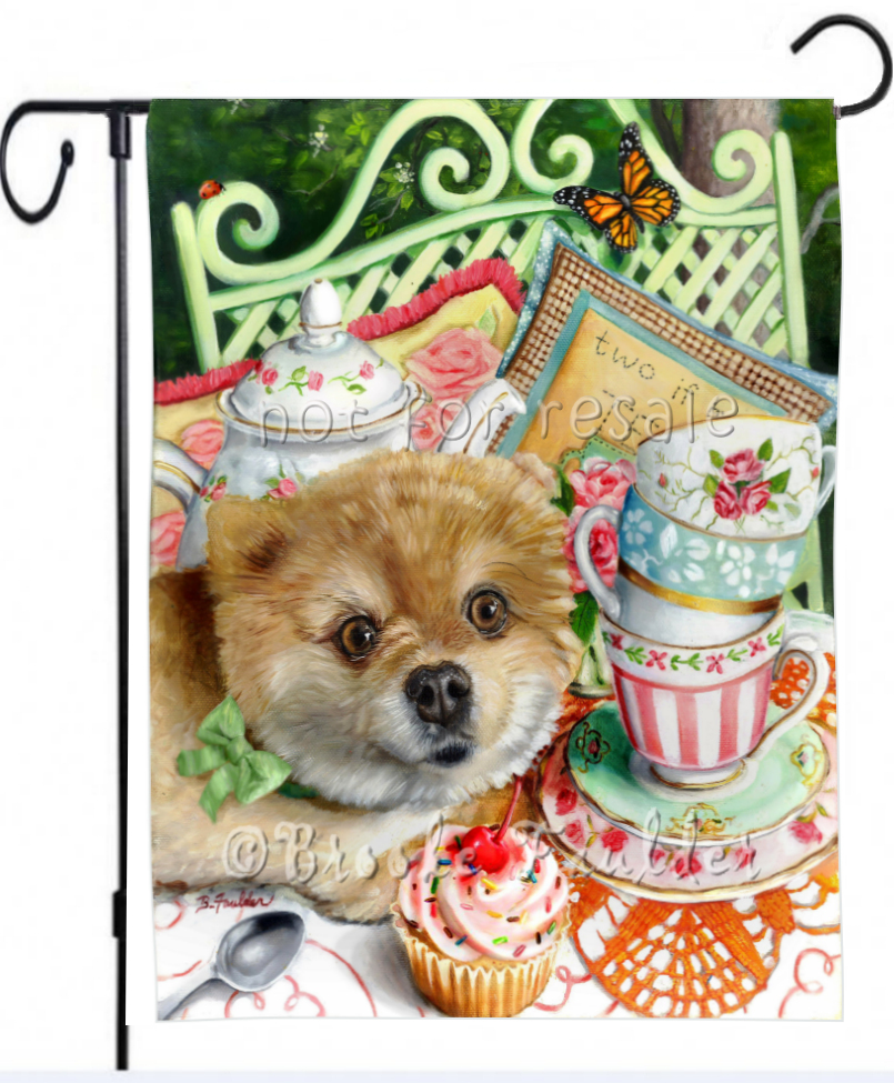 outdoor Pomeranian art 12 x 18 inch garden flag outdoor Pomeranian art 12 x 18 inch garden flag